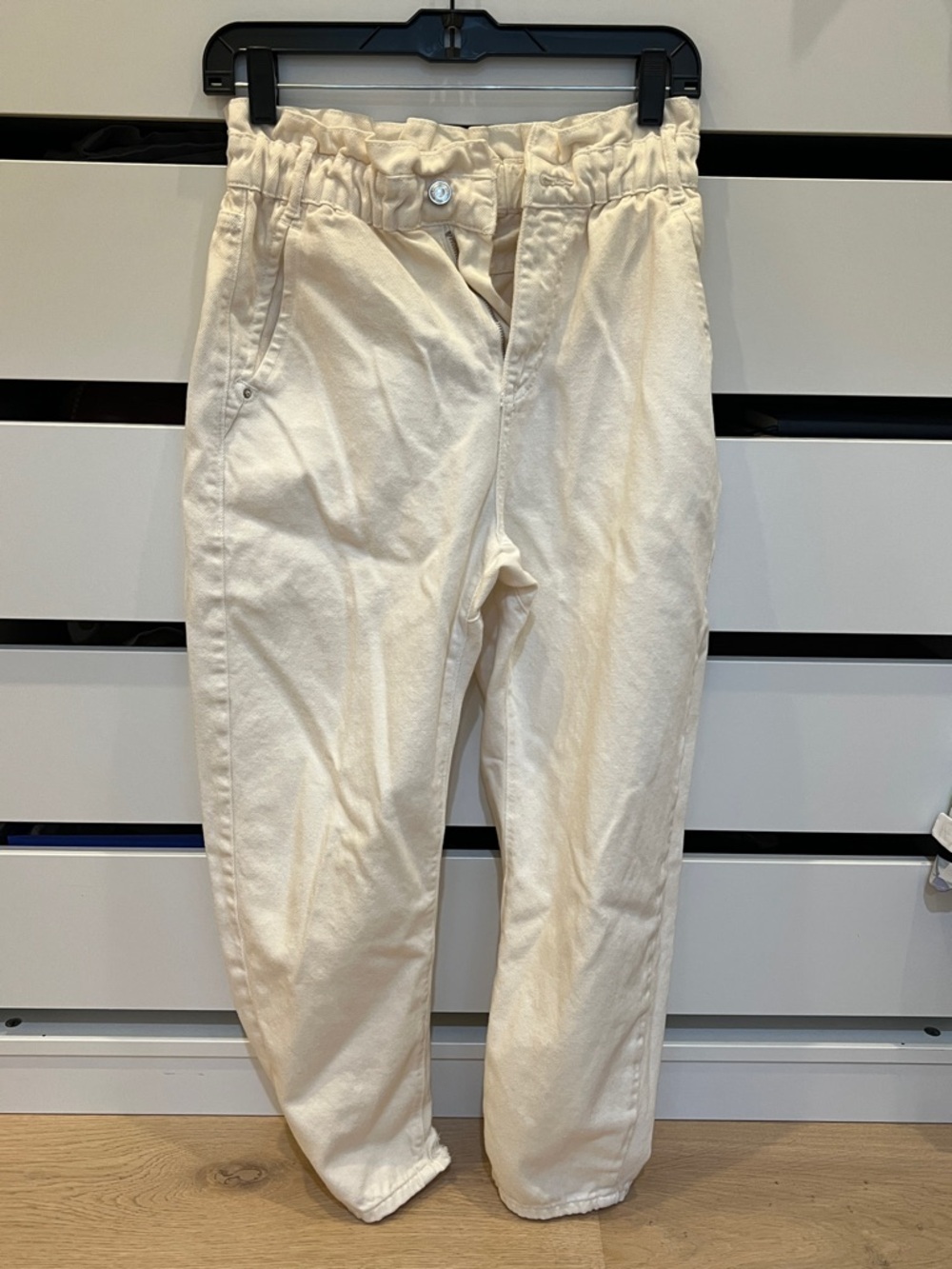 Zara Cream Elastic-Waist Trousers